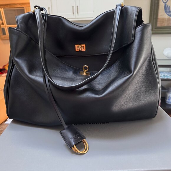 PRISTINE: BALENCIAGA LARGE RODEO BAG - BLACK WITH GOLD HARDWARE - Picture 1 of 13